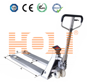 HPS-BSS Full Stainless Steel Hydraulic Pallet Scale for wooden pallet, warehouse logistic, easy pull and stearing, washdown scale with IP68